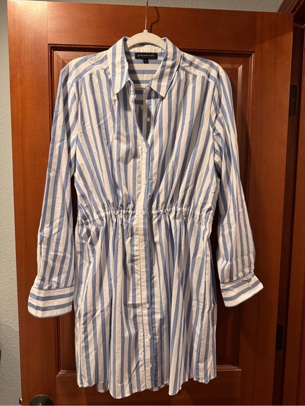 Gibsonlook Blue and White Stripe Shirt Dress